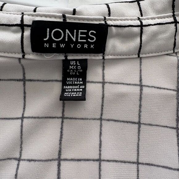 Jones New York Blouse Long Sleeve w/Button Up Strap Size Large Black/Whi… - Picture 7 of 11